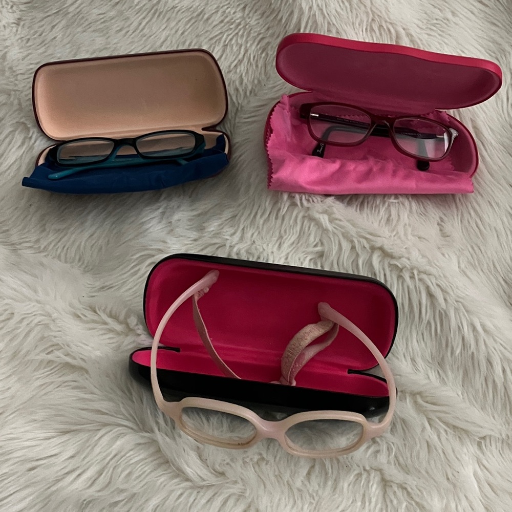 Stylish Kid’s Eyeglasses Set - Adjustable Light Pink, Pink, & Blue